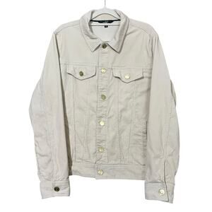 Houston White Unisex Button Up Trucker Jacket Small White Corduroy Fall Outdoors